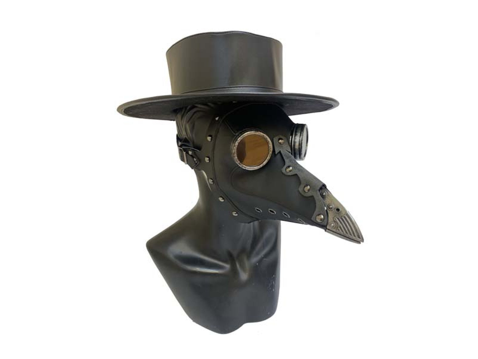 Black Faux Leather Plague Doctor Mask