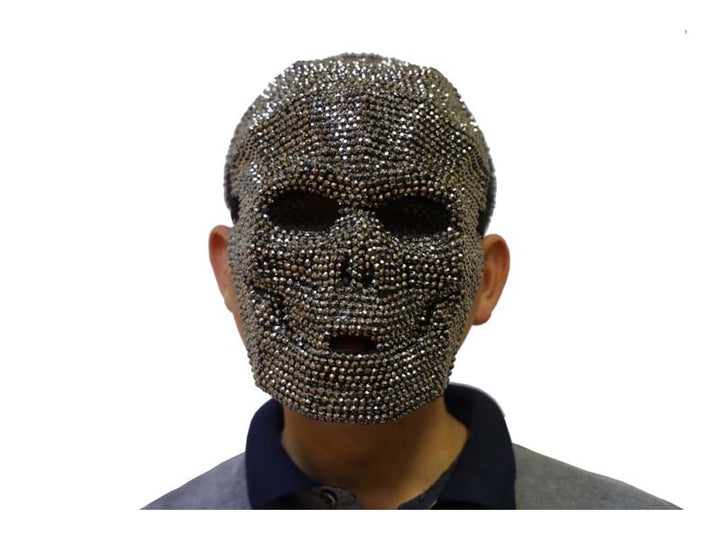 Rhinestone Silver Skull Mask