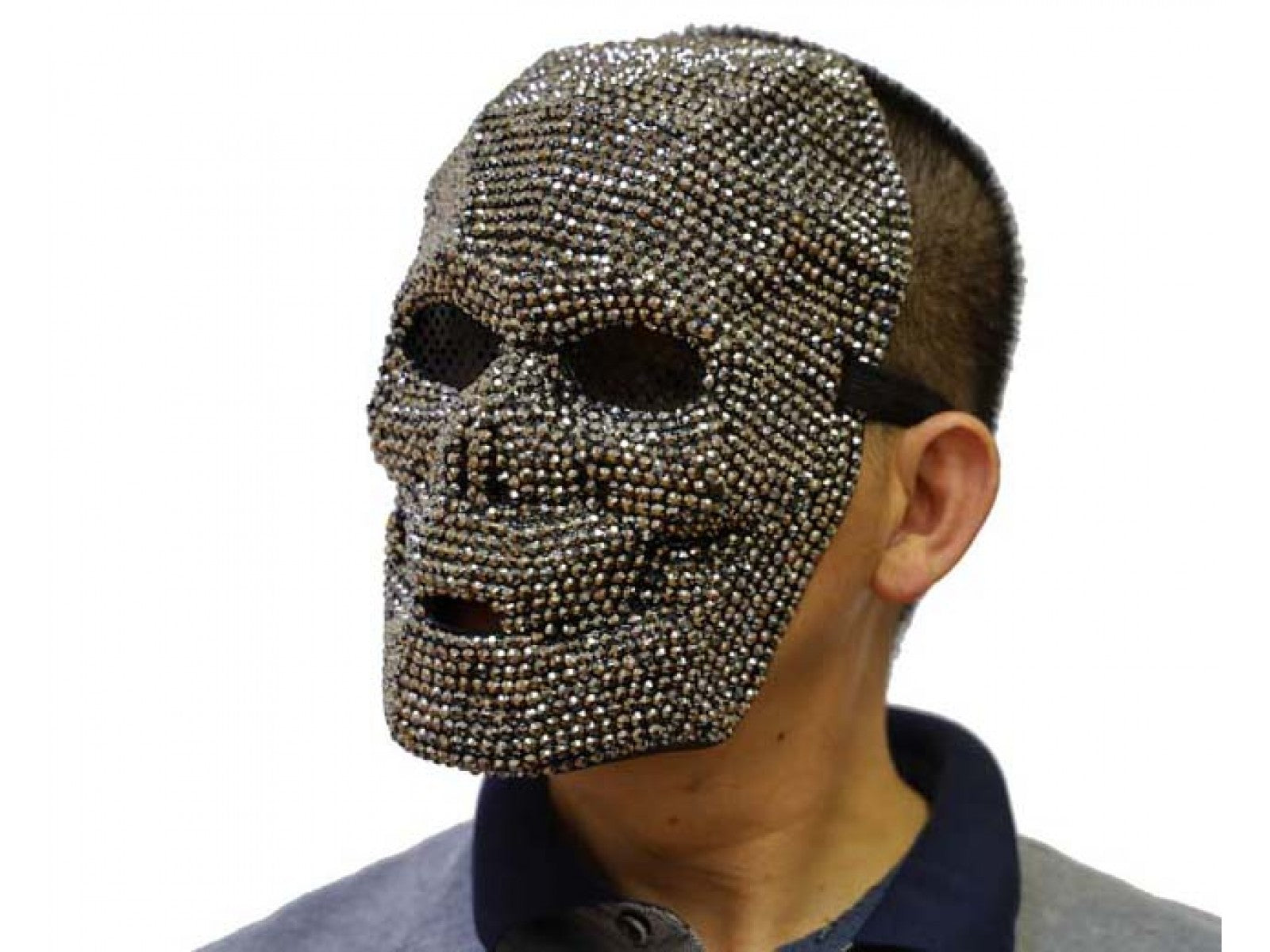 Rhinestone Silver Skull Mask
