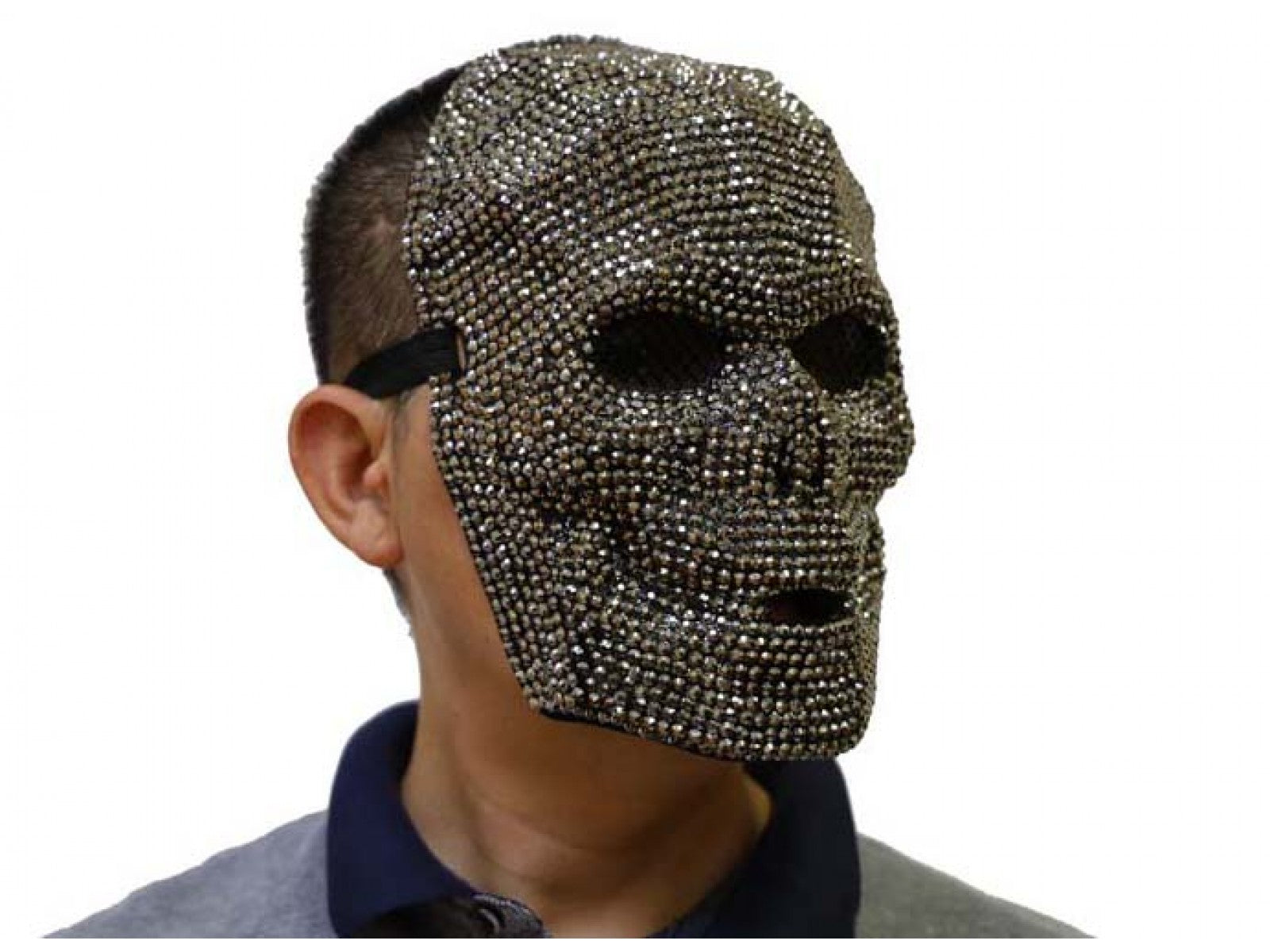 Rhinestone Silver Skull Mask