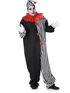 Carnival Clown Costume Blk &amp; Red - Adult