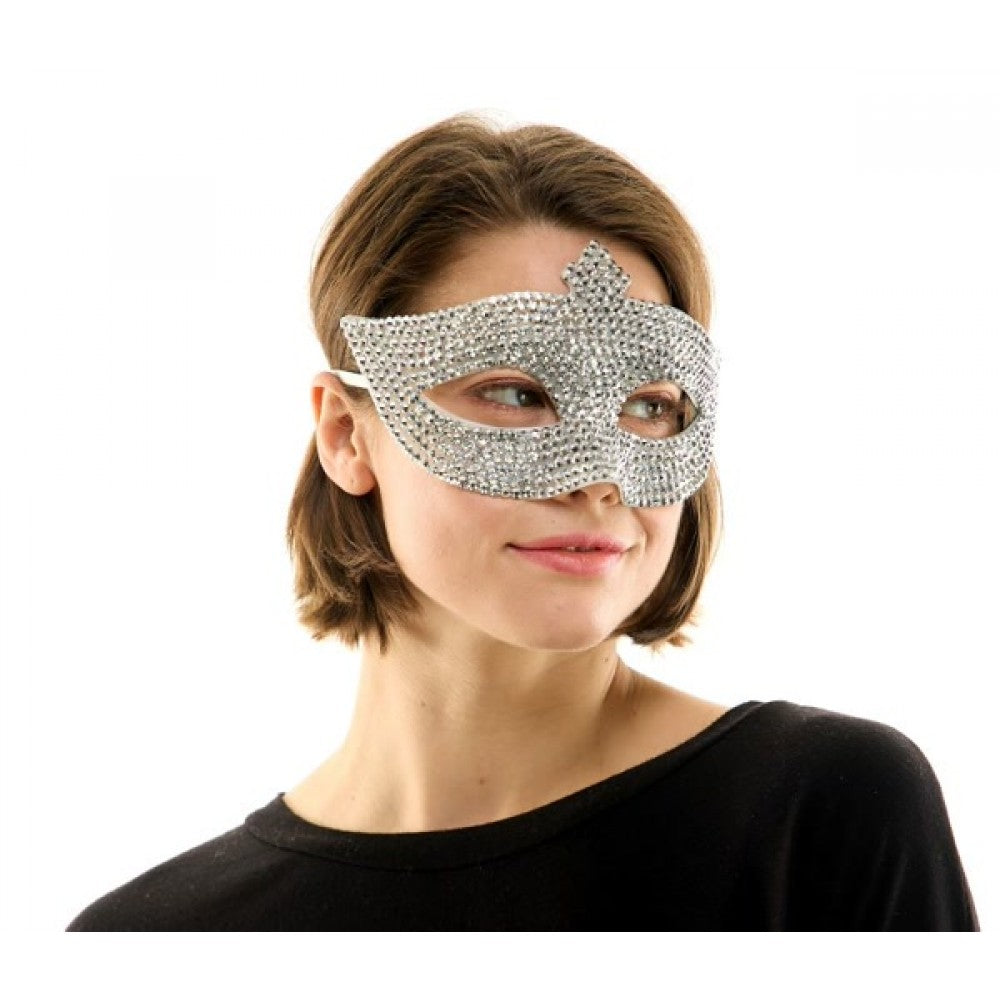 Silver Rhinestone Masquerade Mask