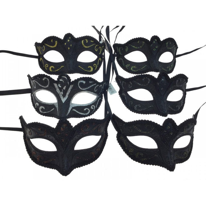 Black Glitter Venetian Style Masquerade Mask