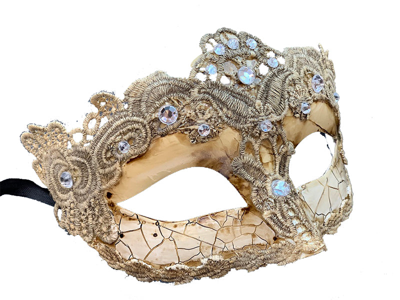 Half Mask w/Lace & Crystal Detail