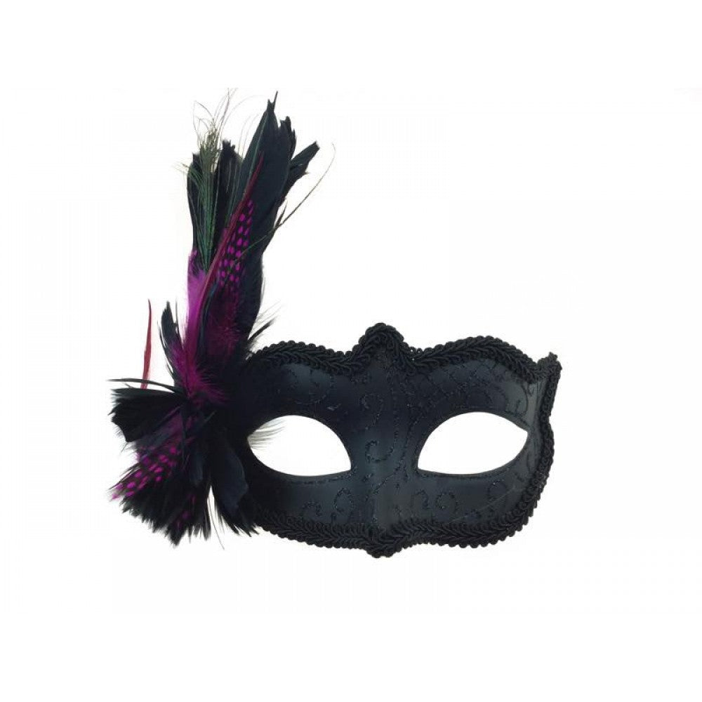 Black/Purple Feather Mask