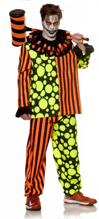 Blacklight Reflective Neon Terror Clown Costume Adult