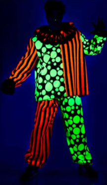 Blacklight Reflective Neon Terror Clown Costume Adult