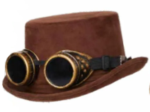 Faux Suede Hat w/Goggles