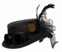 Women's Faux Suede Hat w/Goggles - Black
