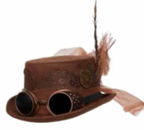 Women's Faux Suede Hat w/Goggles - Brown