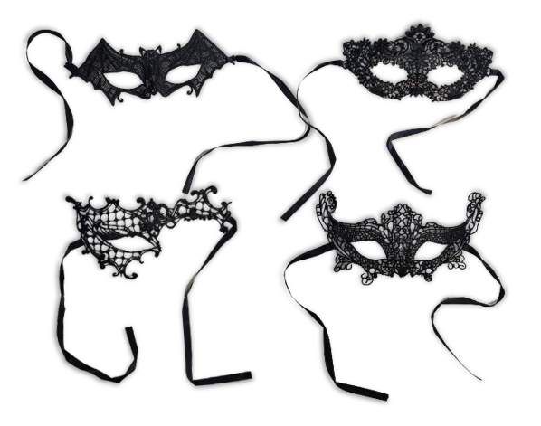 Structured Black Lace Half Mask