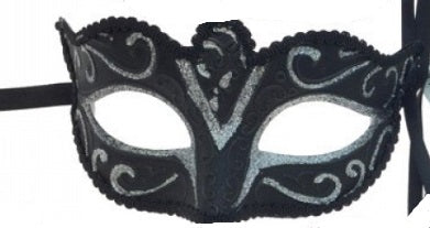 Black Glitter Venetian Style Masquerade Mask