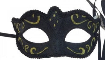 Black Glitter Venetian Style Masquerade Mask