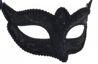 Black Glitter Venetian Style Masquerade Mask