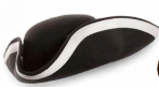 Felt Tri Corner Hat - Black with White Trim