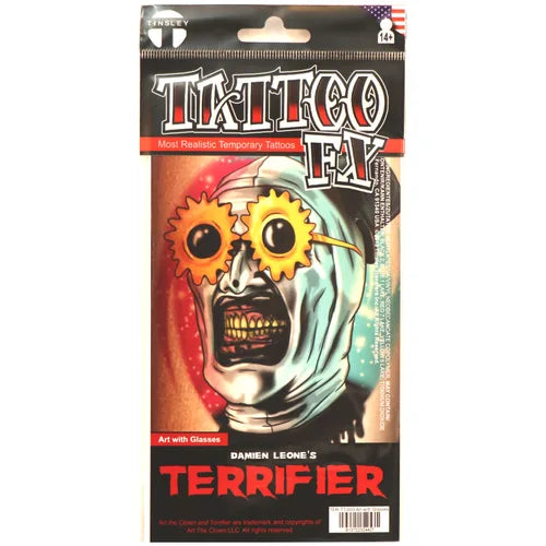 Art the Clown w/Glasses Temporary Tattoo