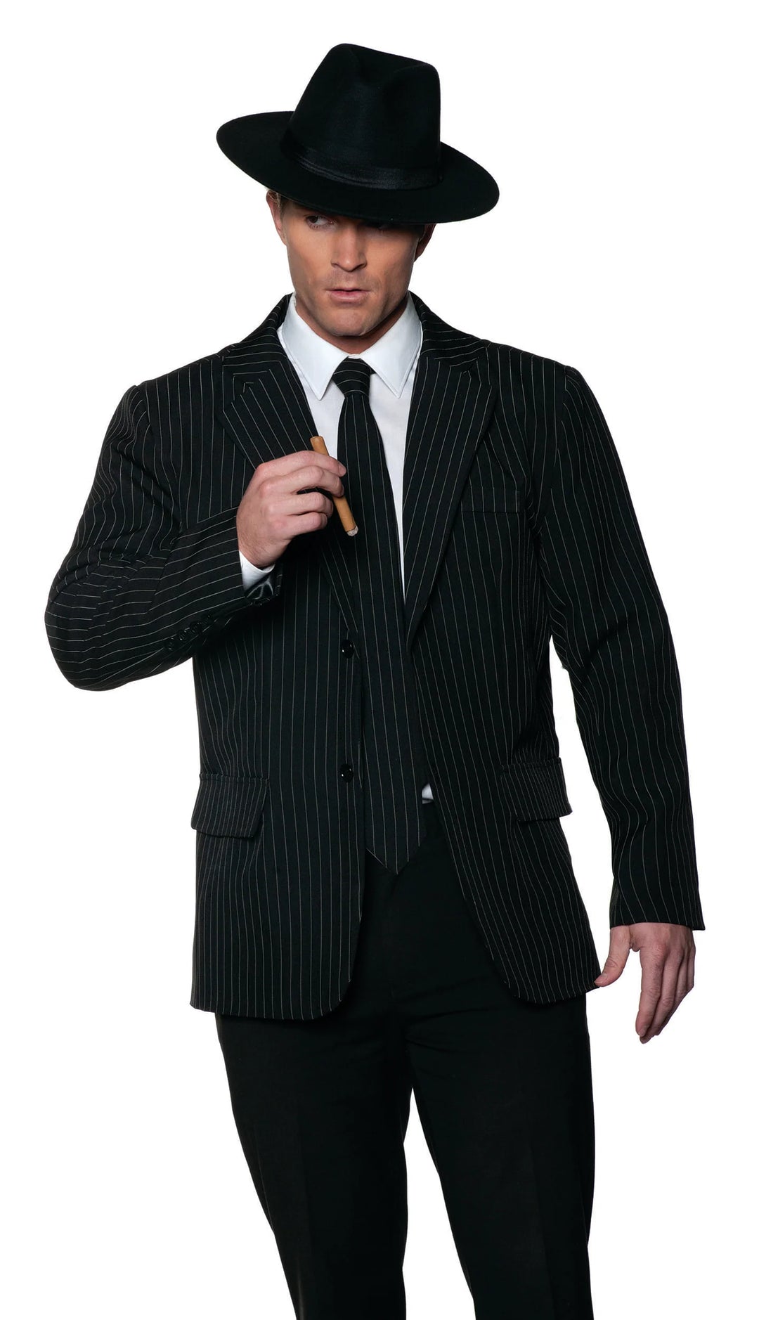 Gangster Pin Striped Jacket &amp; Tie Costume - Adult