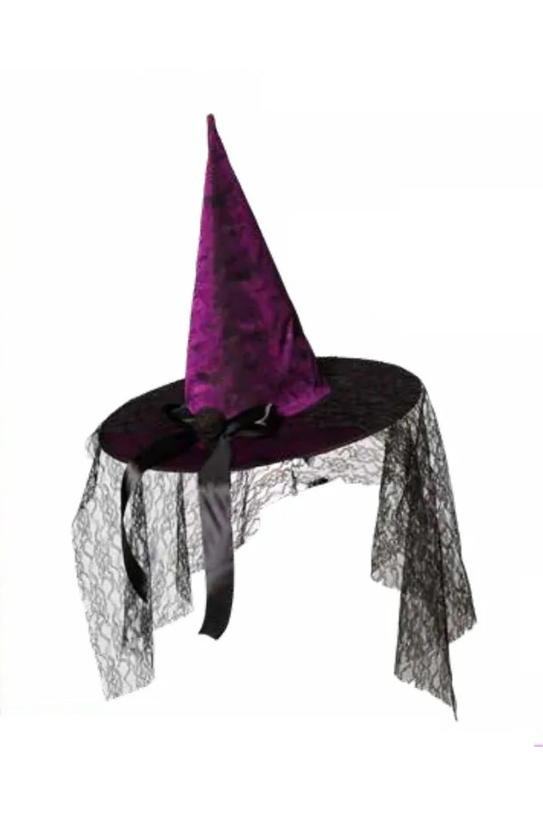 Bat Print Witch Hat with Veil