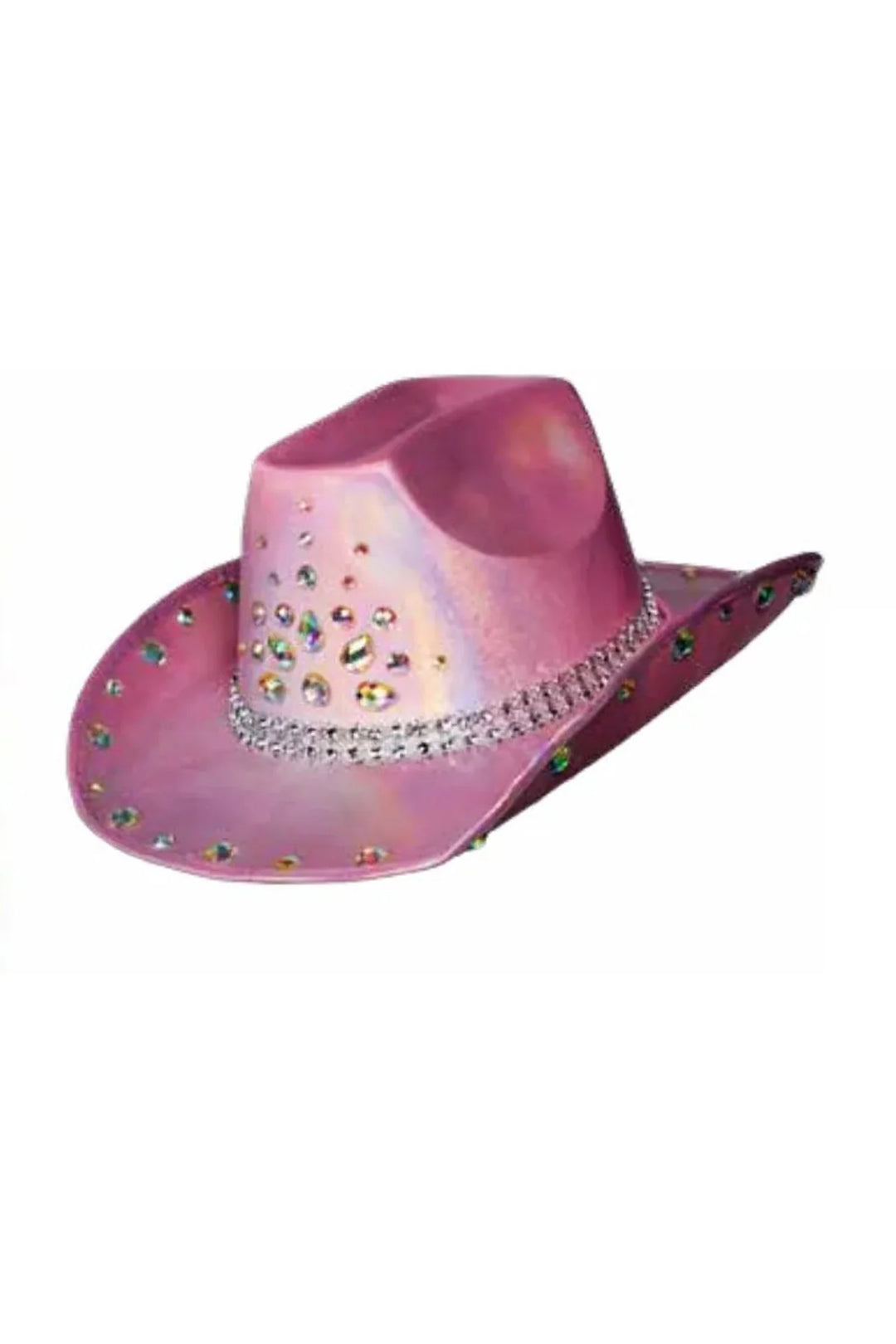 Holographic Cowboy Hat w/Diamond Studs