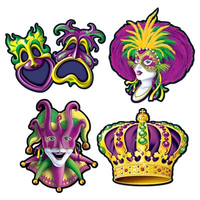 Mardi Gras Assorted Cutouts - 4/pkg