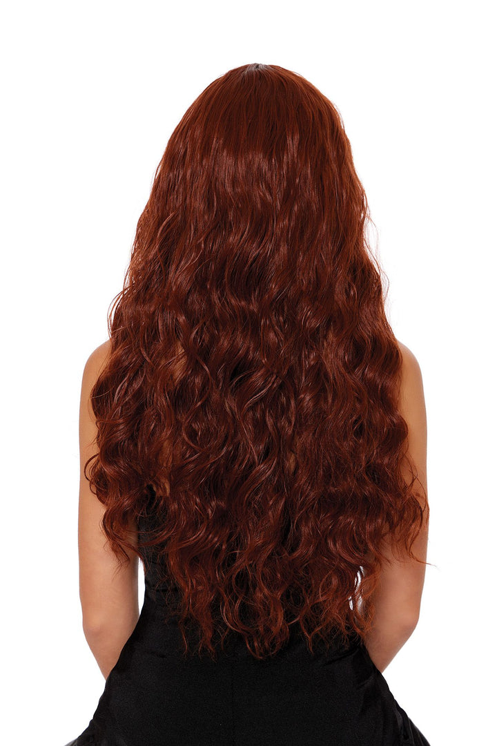 Long Auburn Wavy Wig with Bangs