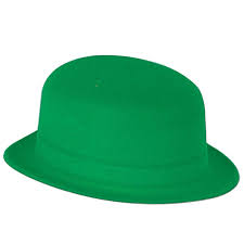 Green Plastic Velour St. Patrick's Day Derby Bowler Hat