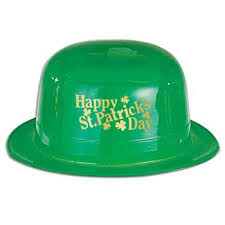 Green Plastic Happy St. Patrick's Day Derby Bowler Hat