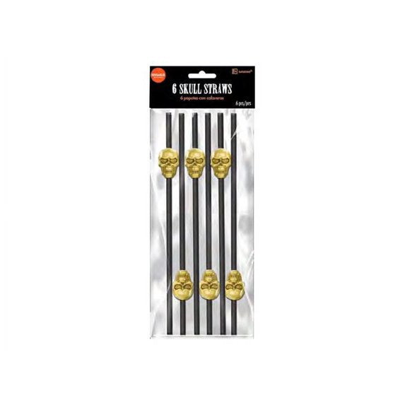 Gold Skull Straws - 6/pk