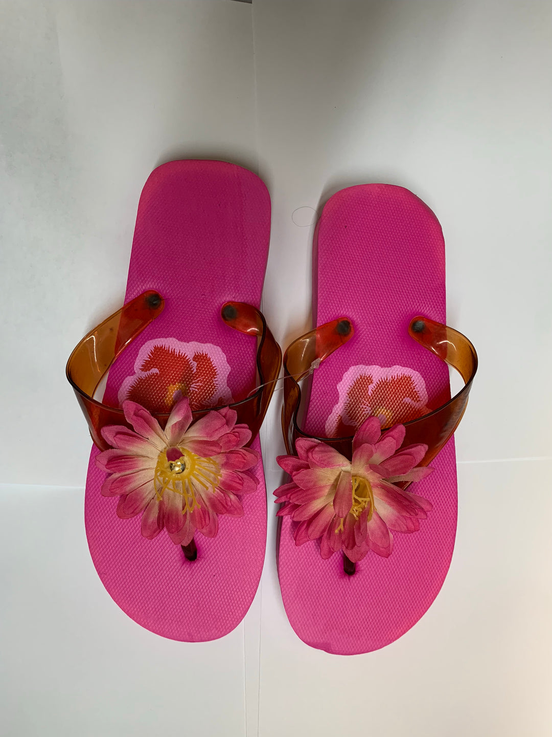 Hawaiian Luau Flip Flops with Flower