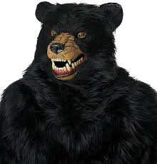 Grizzly Bear with Motion Action Mask &amp; Costume - Adult-Black