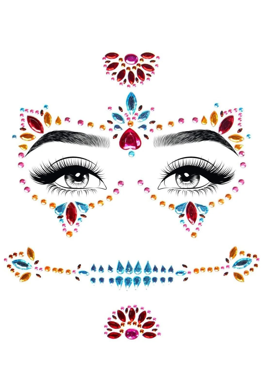 Self Adhesive Face Jewels - Day of the Dead Multi Color