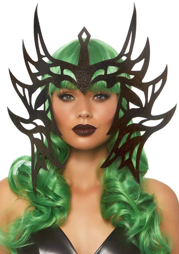 Black Glitter Die Cut Warrior Headpiece Crown