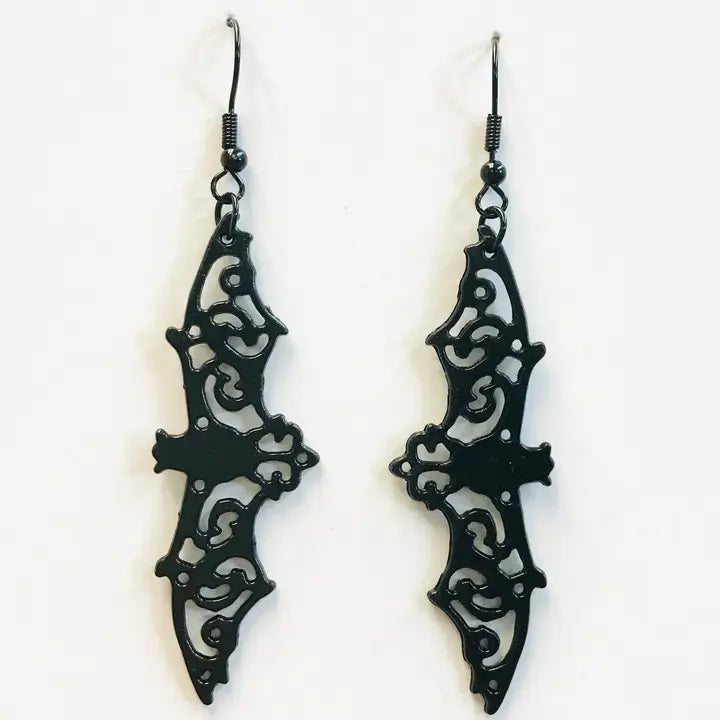 Metal Black Bat Earrings