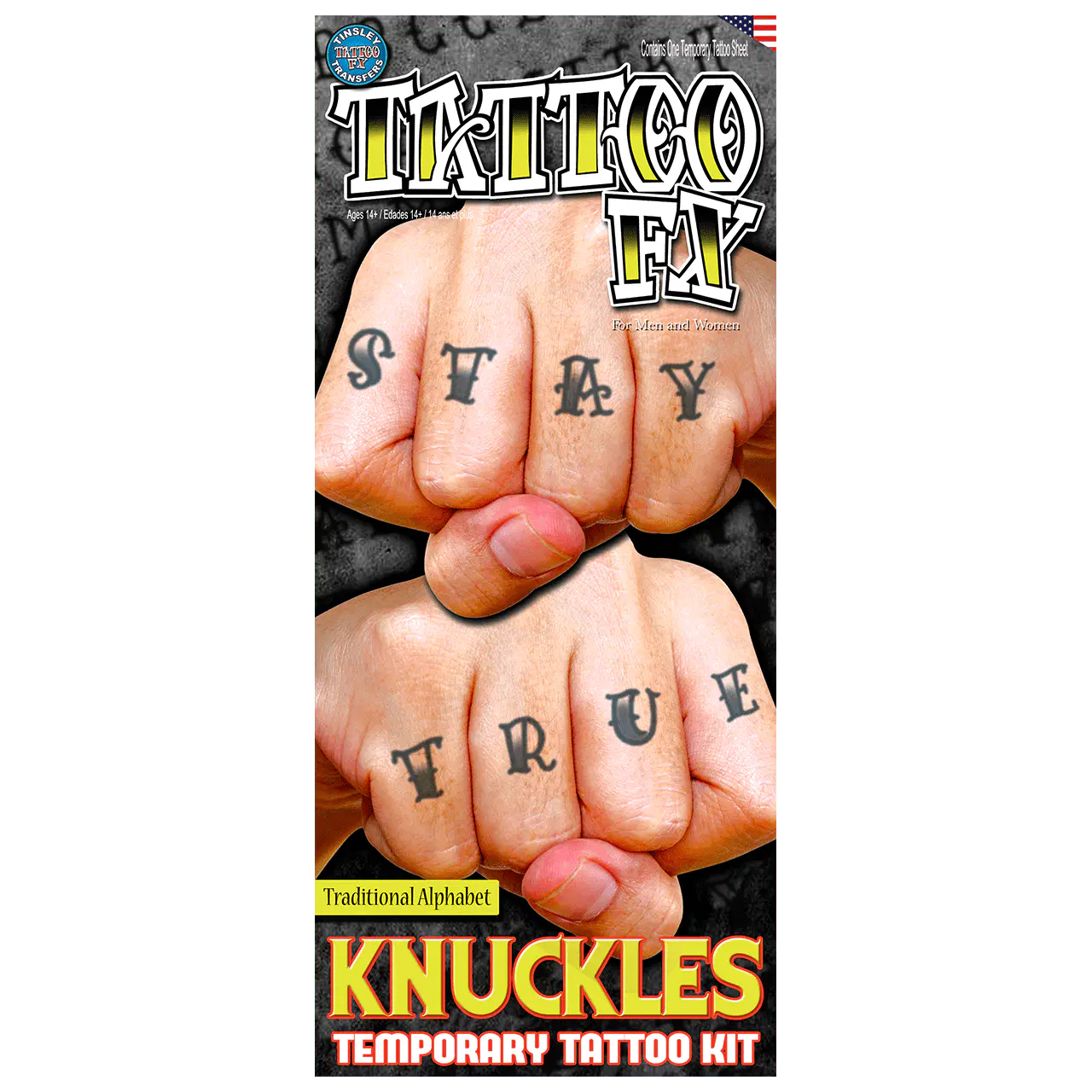 Tinsley Transfers - Old School Alphabet Knuckle Tattoos