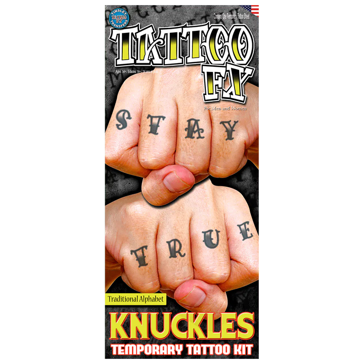 Tinsley Transfers - Old School Alphabet Knuckle Tattoos