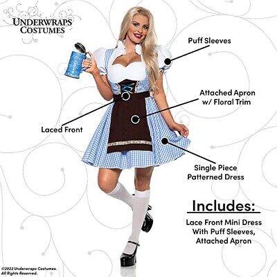 Oktoberfest Beer Maiden Adult Costume - Blue