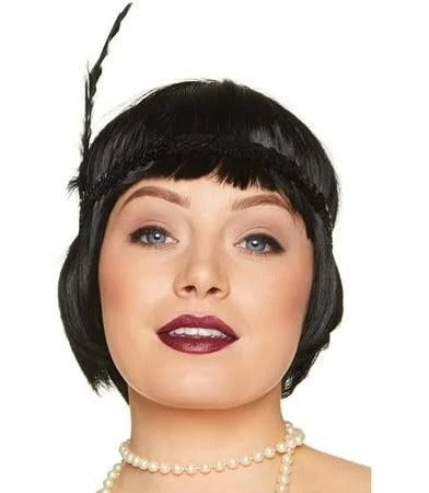 20's Flapper Black Sequin Headpiece