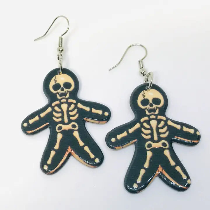 Skeleton Gingerbread Man Earrings