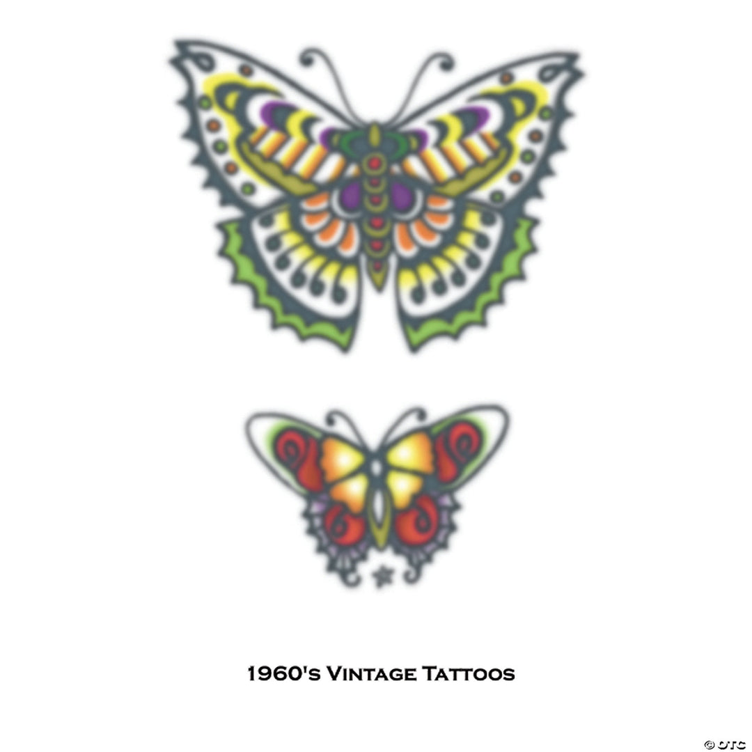 Tinsley Transfers - 1960's Butterflies Temporary Tattoo