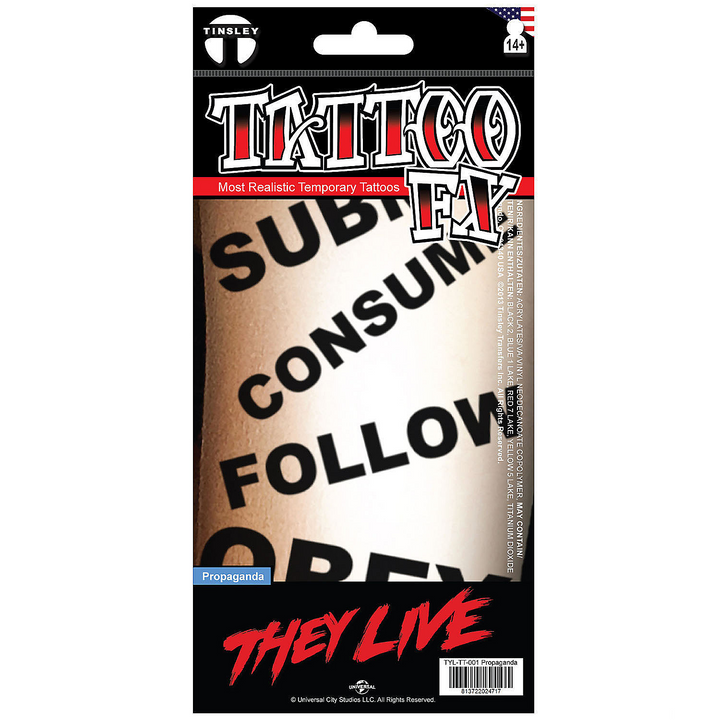 They Live Propaganda Temporary Tattoo