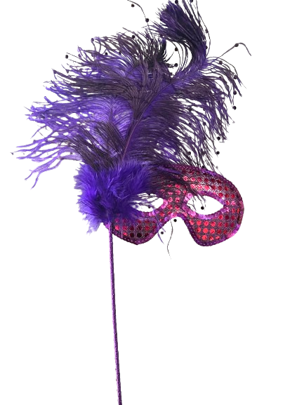 Purple Festive Party Mask On Stick