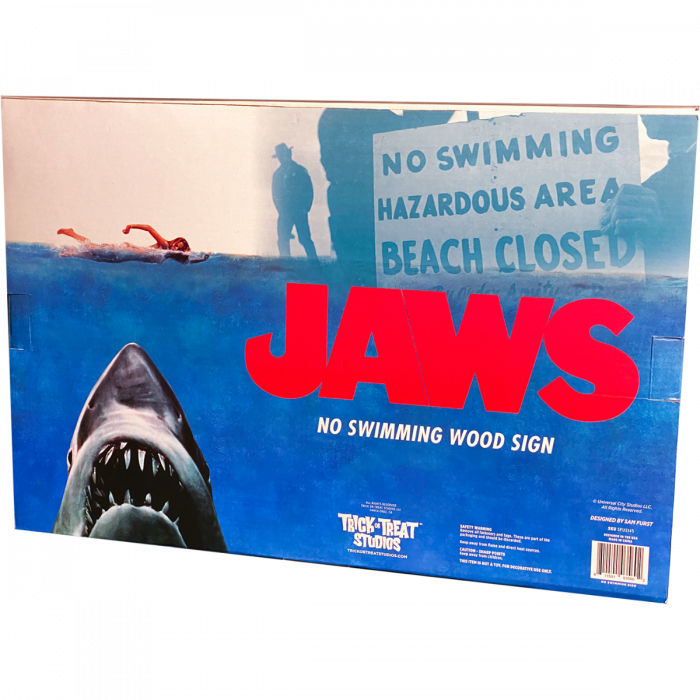 JAWS - No Swimming Wood Sign