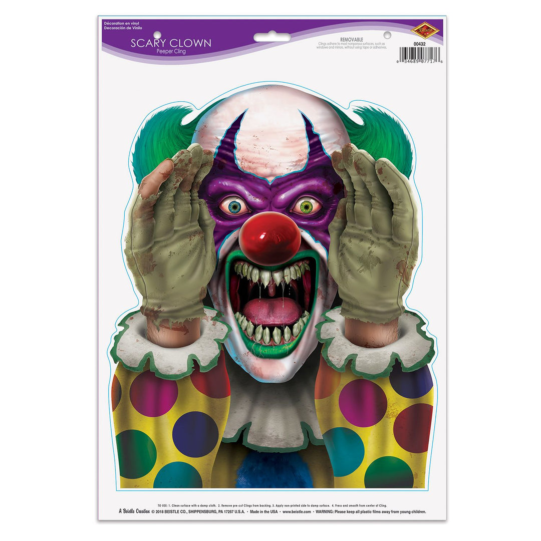 Scary Clown Peeper Cling