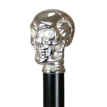 Plastic Silver Metallic Skull Cane