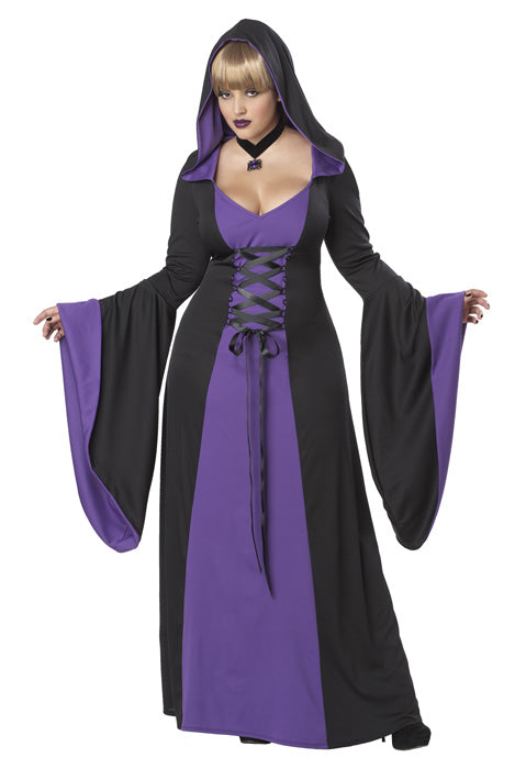 Black & Purple Hooded Robe Women's Costume - Plus Size