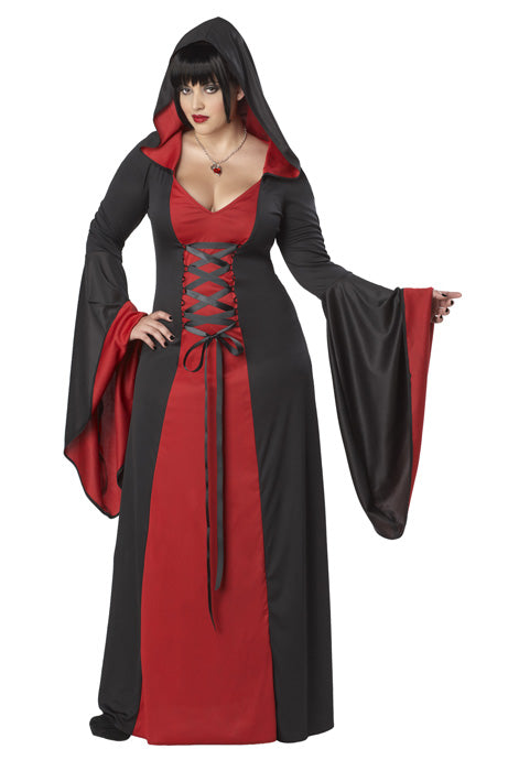 Black & Red Hooded Robe Women's Costume - Plus Size