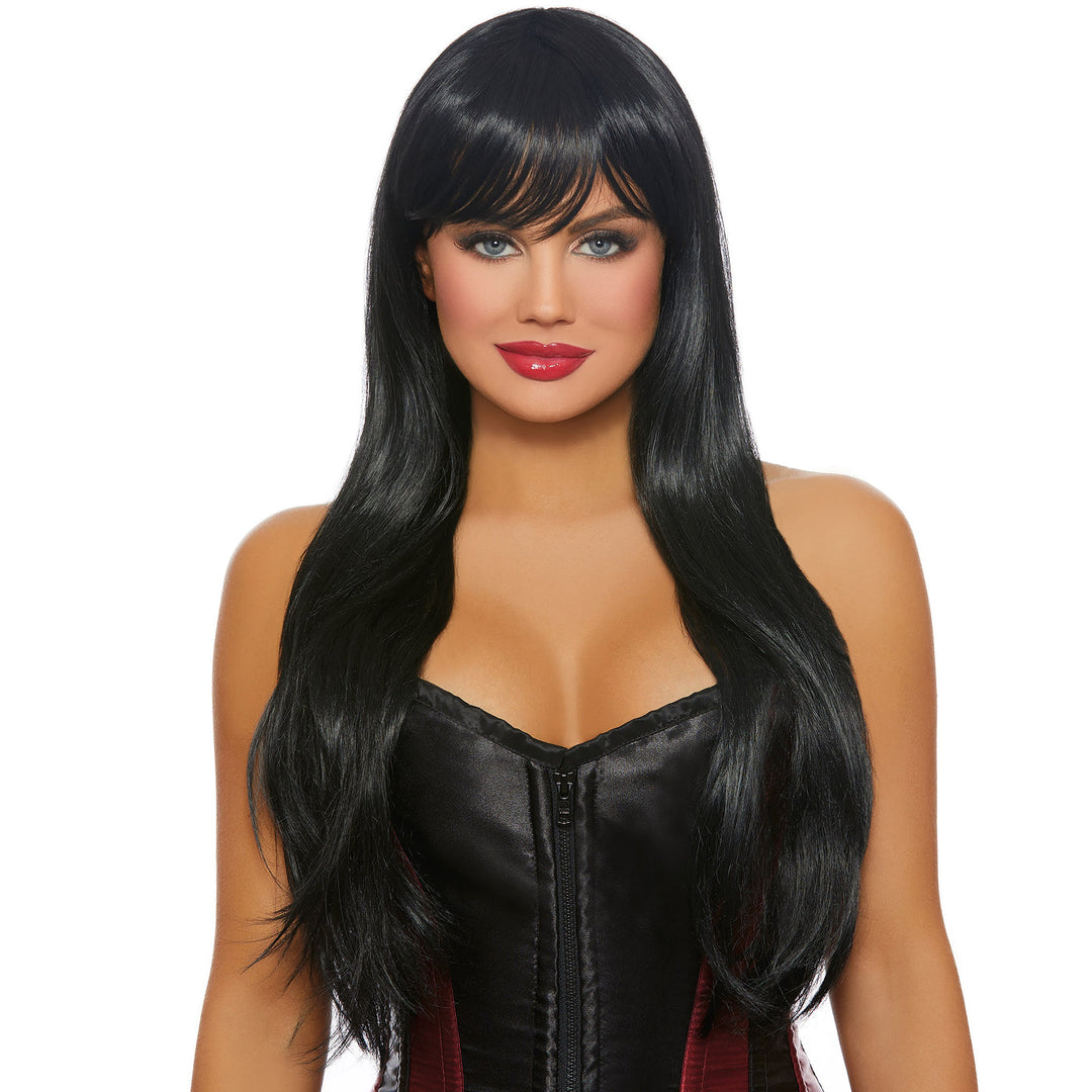 Long Straight Layered Black Wig