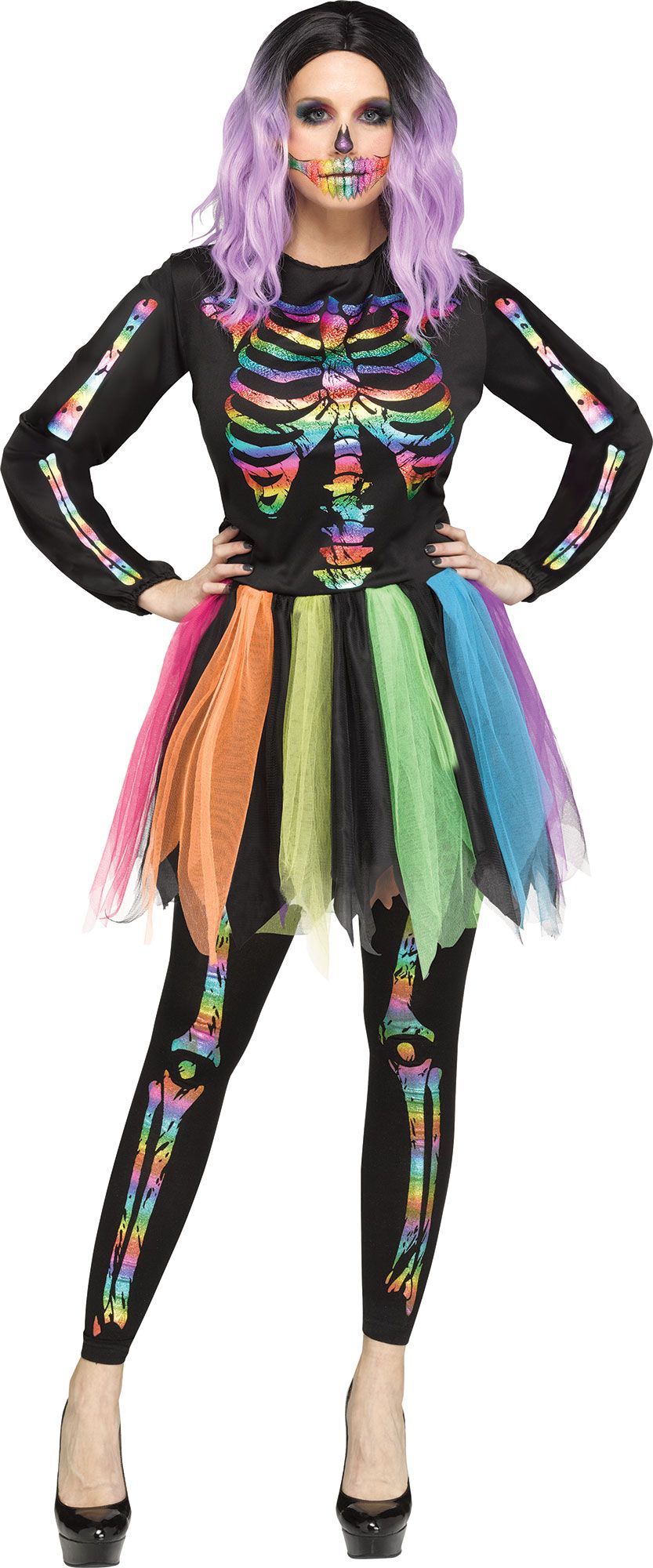 Rainbow Foil Skeleton Costume