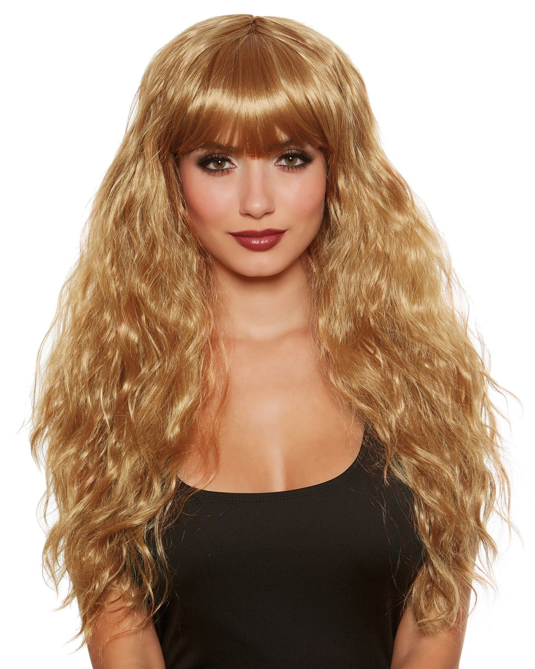 Long Relaxed Honey Brown Beach Wave Wig