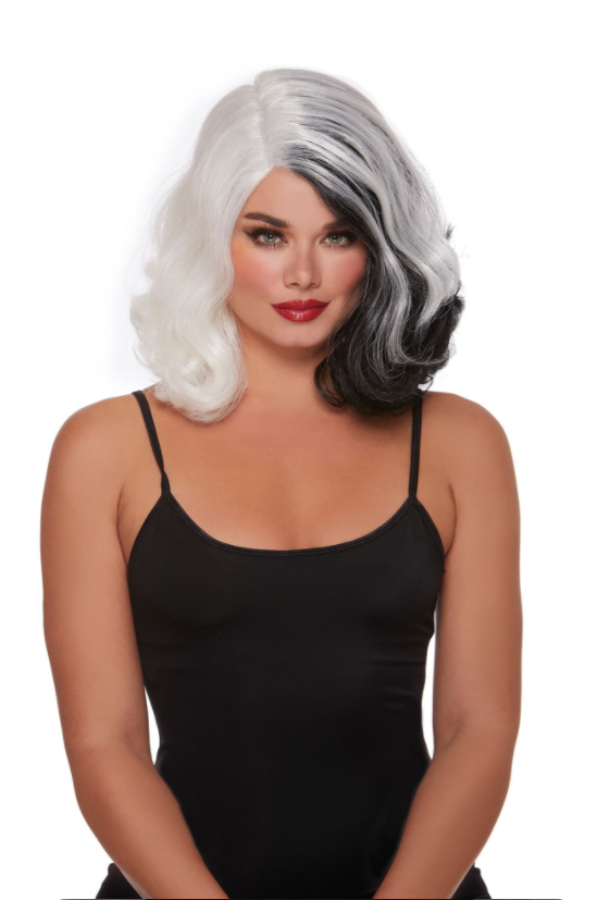 Split Black/White Glam Wig